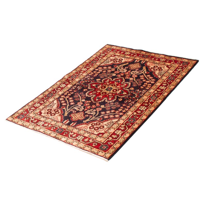 Andelz Navy, Red Rug 4'2" x 6'7" - 4'2 x 6'7