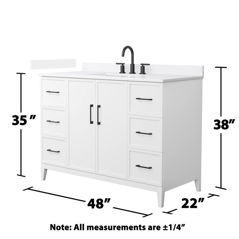 Elan 48-inch Single Vanity, 3 Hole Quartz Top