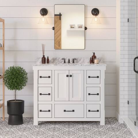 KitchenBathCollection Tuscany 48" Bathroom Vanity with Carrara Marble Top