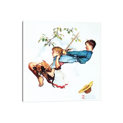 iCanvas "Young Love - Swinging" by Norman Rockwell Canvas Print