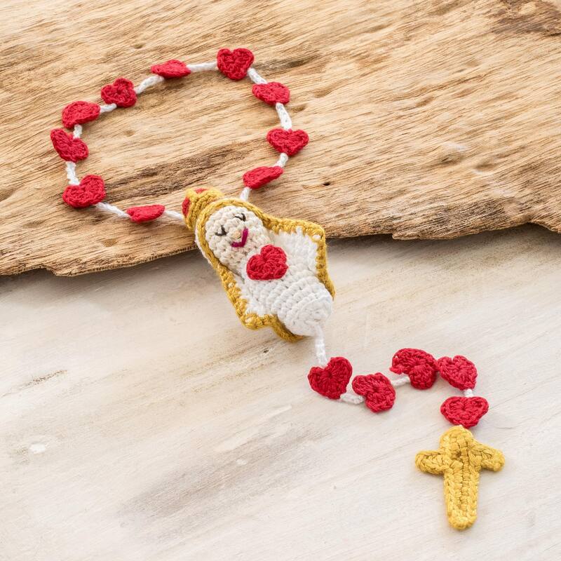Novica Handmade Virgin Of Peace Crocheted Decorative Accent