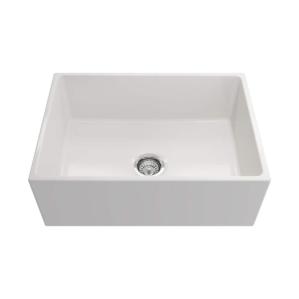 27"x19" Crestwood Farmhouse Sink, White Fireclay Kitchen sink, Single Bowl Apron Front, Plain Farm sink