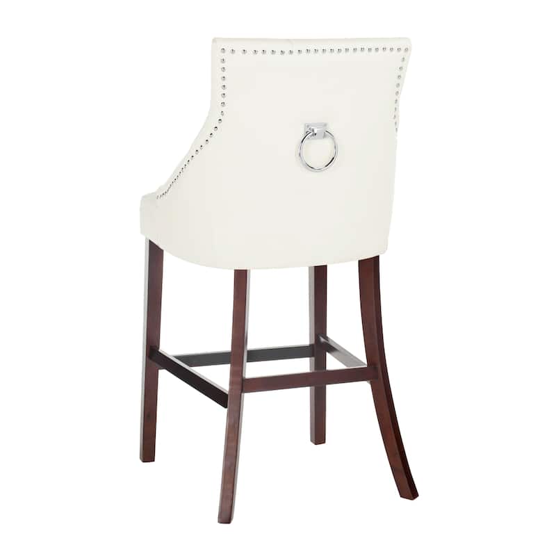 SAFAVIEH Clara 30-inch Tufted Wing Back Bar Stool (Set of 2) - 22.5" x 25" x 45" - 23Wx25Dx45H