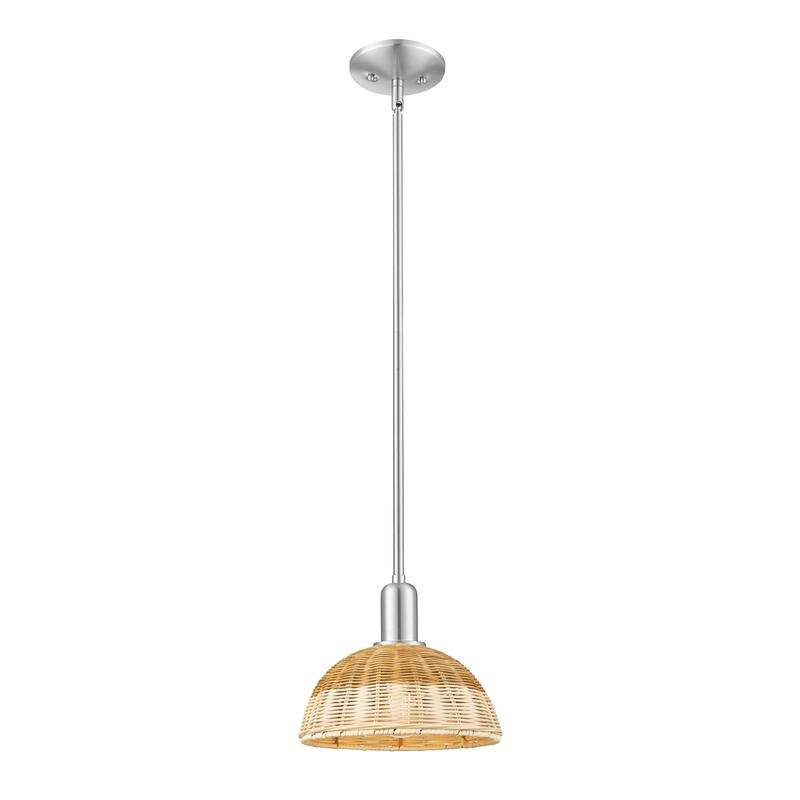 Innovations Lighting Downtown Urban - Natural Ballston Dome - 1 Light 9" Stem Hung Mini Pendant with Basketweave Shade