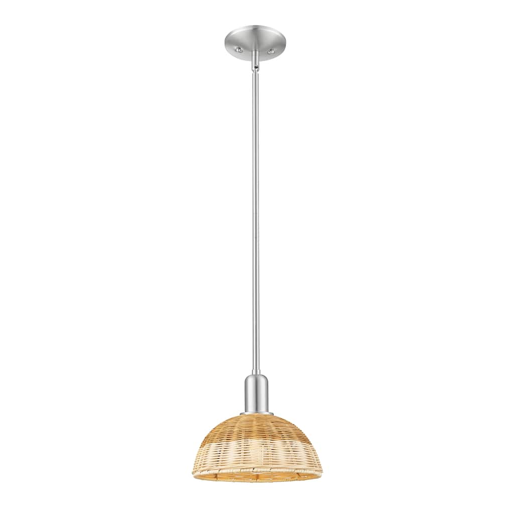 Innovations Lighting Downtown Urban - Natural Ballston Dome - 1 Light 9" Stem Hung Mini Pendant with Basketweave Shade