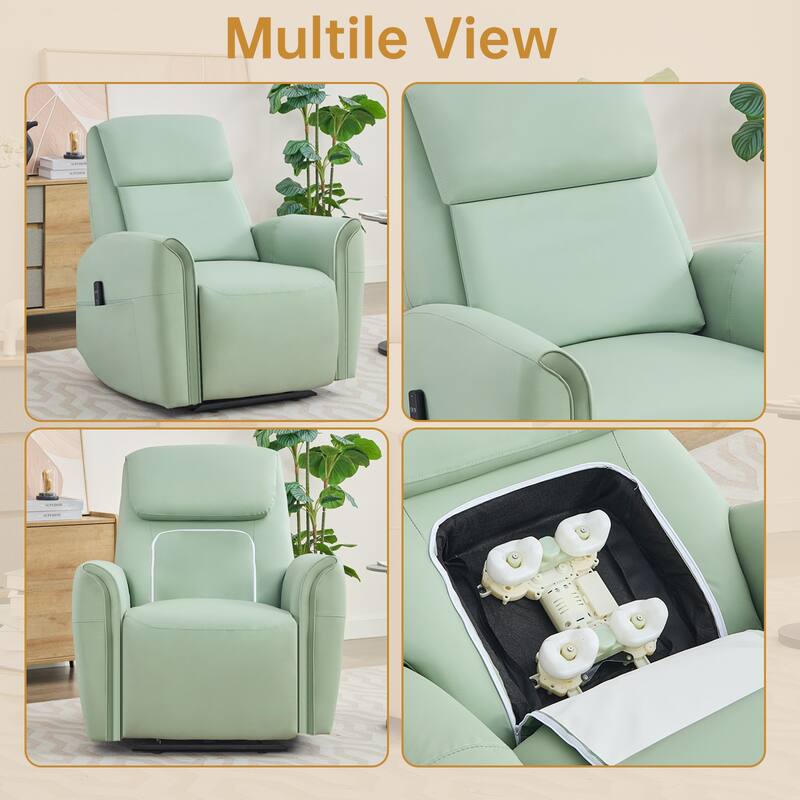 Oversized Faux Leather Massage Power Recliner with Two Pockets Set of 2