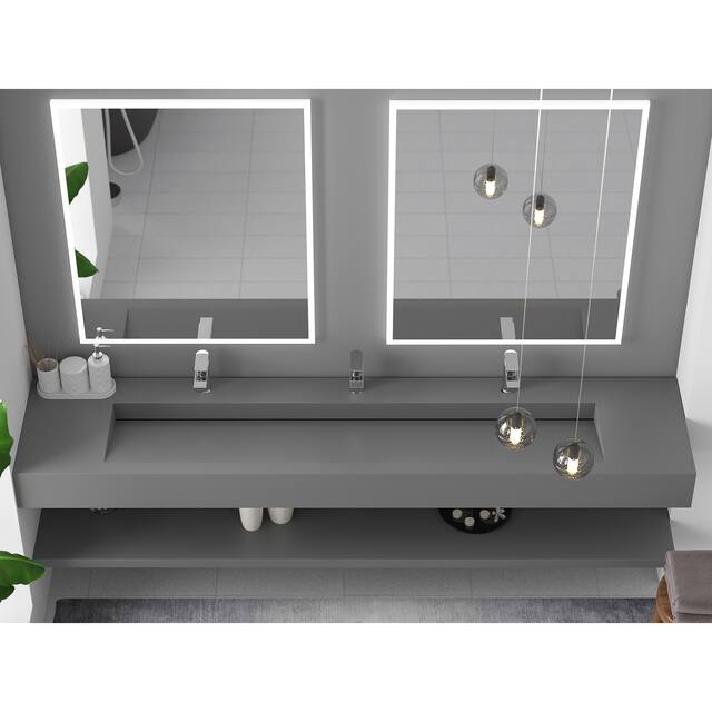 Pyramid Solid Surface Wall-Mounted Bathroom Sink