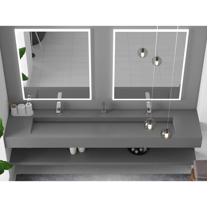Pyramid Solid Surface Wall-Mounted Bathroom Sink