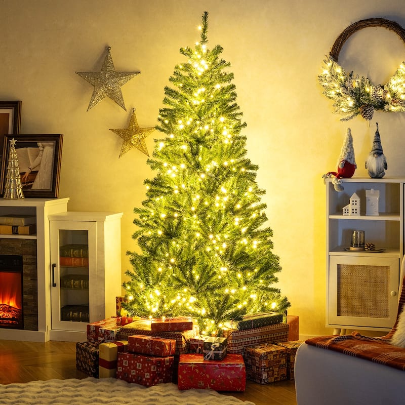 Gymax 6 FT Pre-Lit Artificial Christmas Tree w/ Remote Control