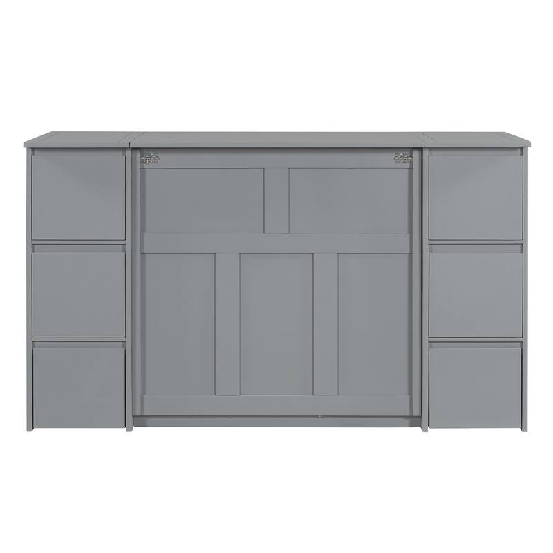 Twin Murphy Bed with Storage Drawers, Cabinets, and USB Charging - Ideal for Small Spaces