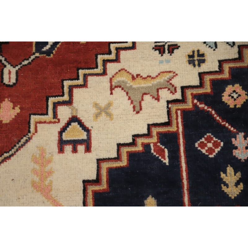 Hand Knotted Oriental 100% Wool Carpet Traditional Medallion Oranges & Rust Heriz (serapi) Area Rug - 9' 1'' X 6' 4''