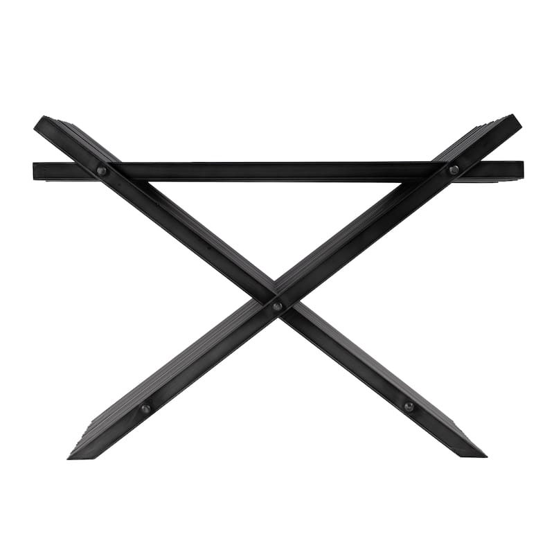 Lucan 15.5 in. Seat Height Iron X-Base Slatted Stool
