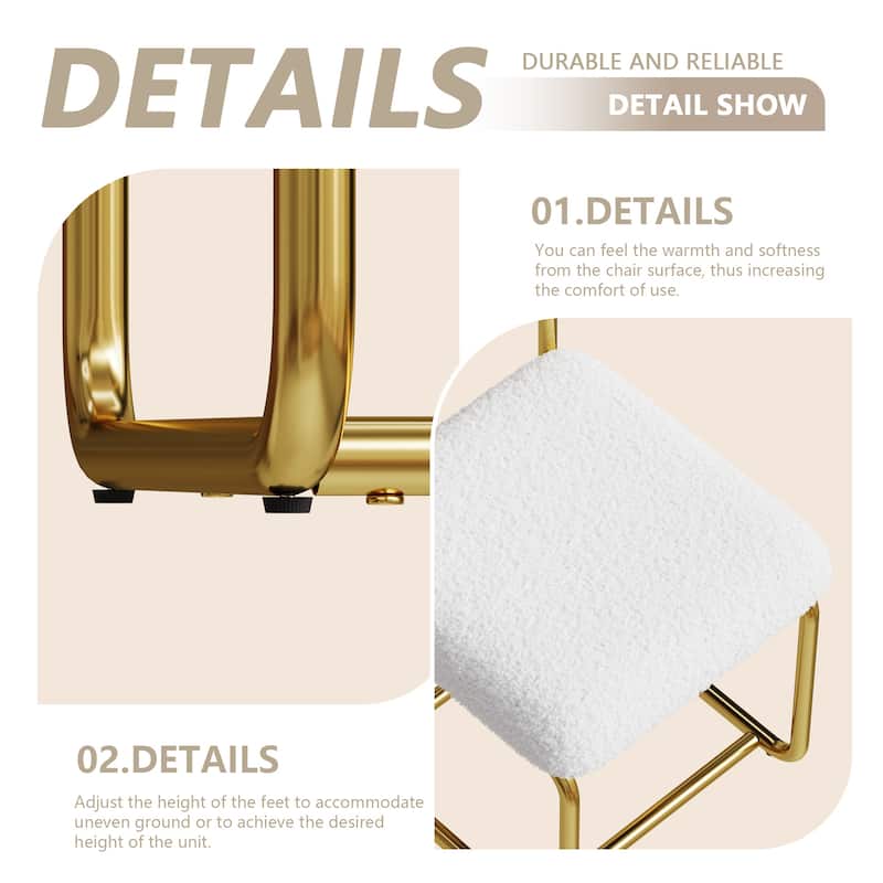 GDFStudio - Rosdale Minimalist Soft Plush Upholstered Dining Chair Set with Ergonomic Backrest and Golden Metal Legs, Set of 2
