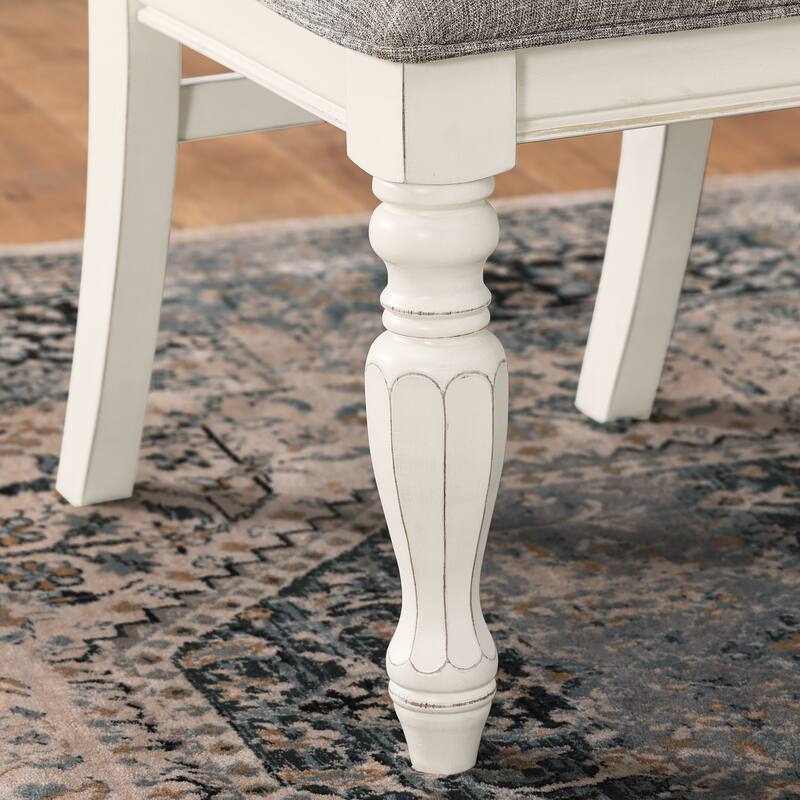 Roundhill Furniture Belleza French Country 5-Piece Dining Set in Antique White and Weathered Oak Finish