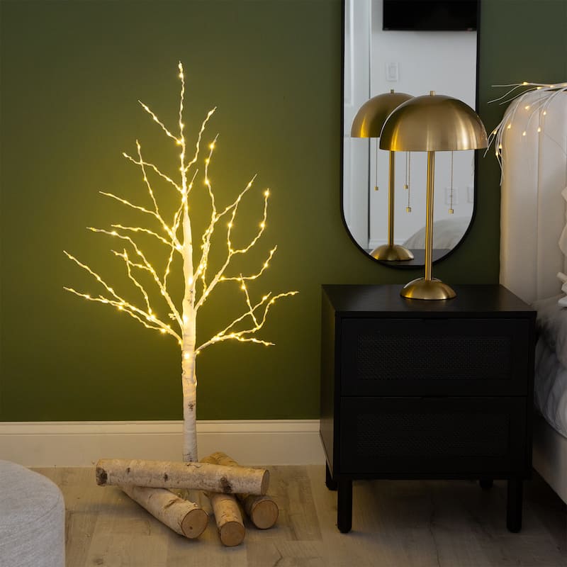 Pre-Lit Birch Christmas Tree - 4' - Warm White LED Lights