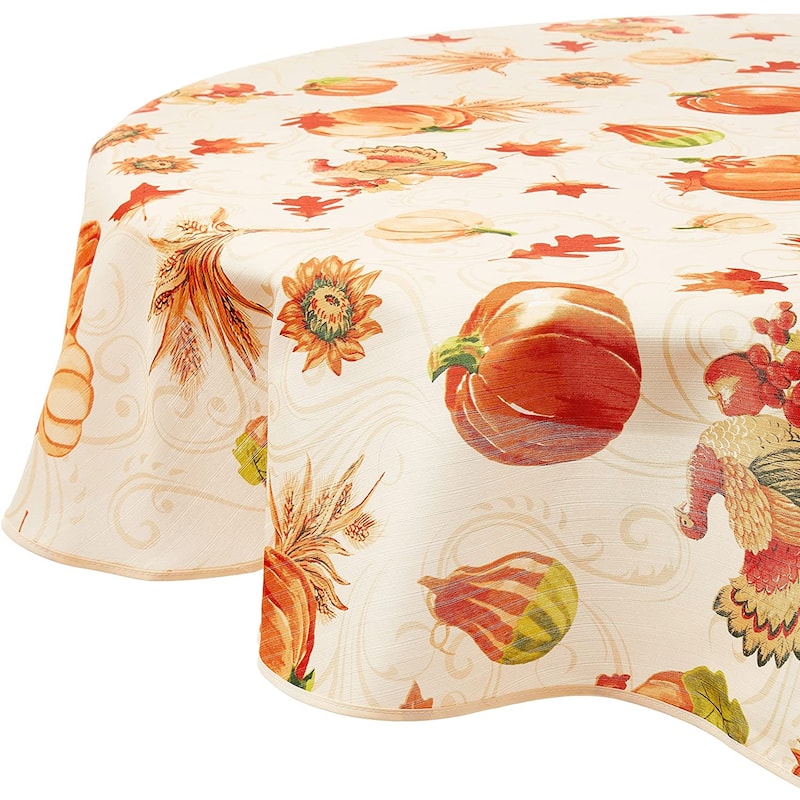Violet Linen European Fall Harvest Autumn Turkey Tablecloth