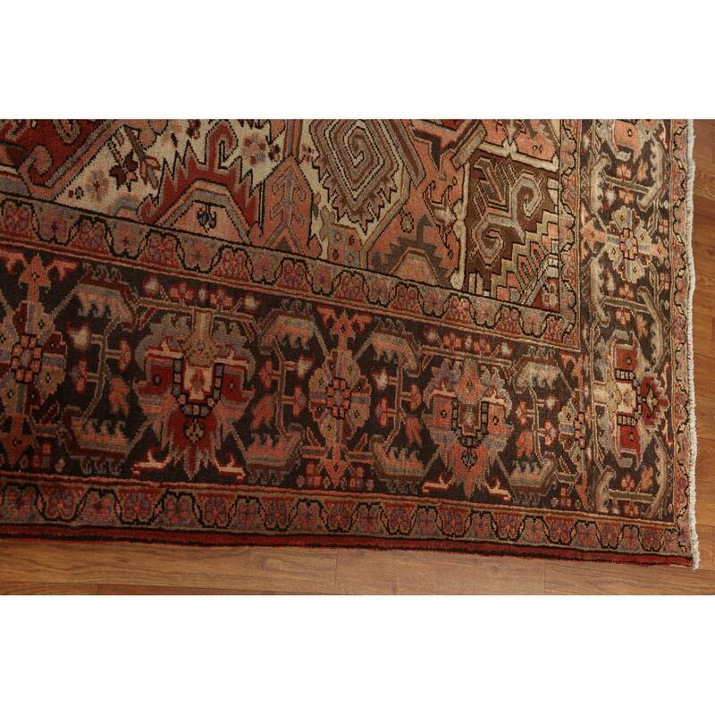 Vintage Vegetable Dye Heriz Persian Wool Area Rug Hand-knotted Carpet - 9'10" x 12'9"