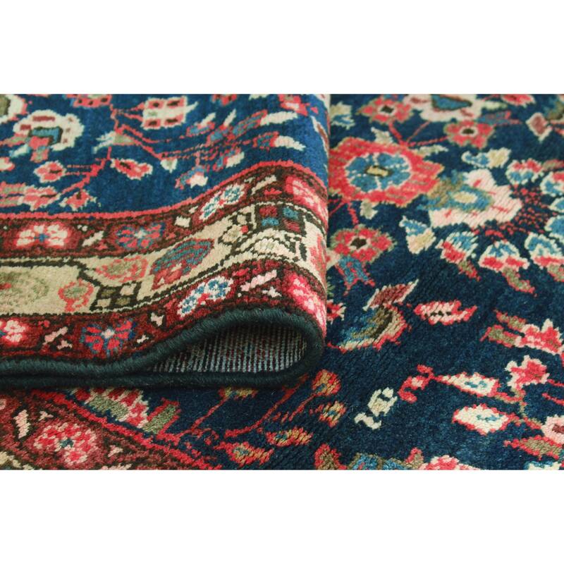 Noori Rug Fine Vintage Distressed Cebrail Navy/Beige Runner - 3'5" x 10'2"