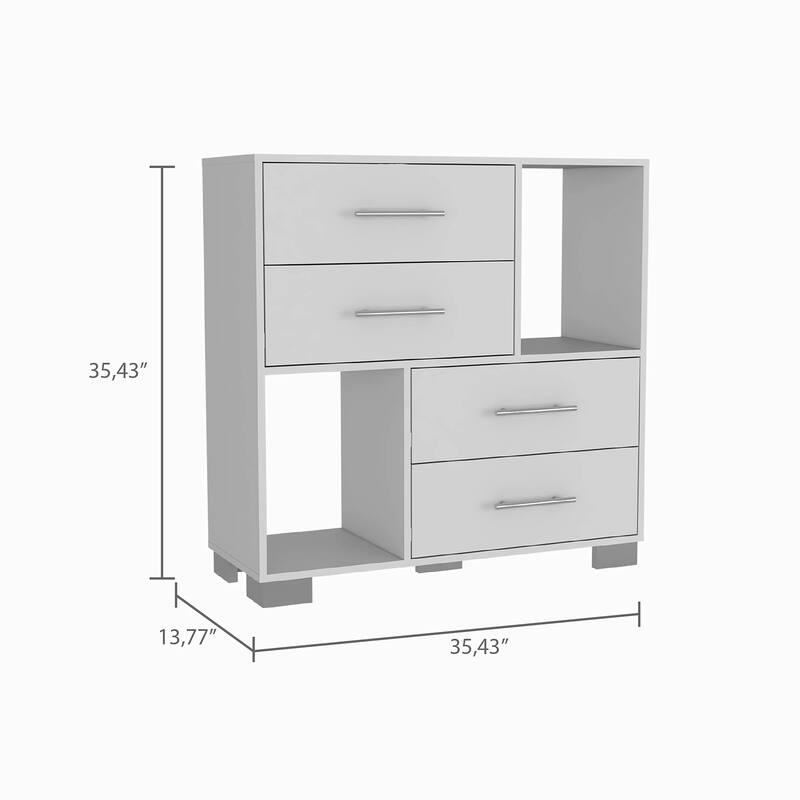 Dresser, Two Open Shelves, Four Drawers -Black