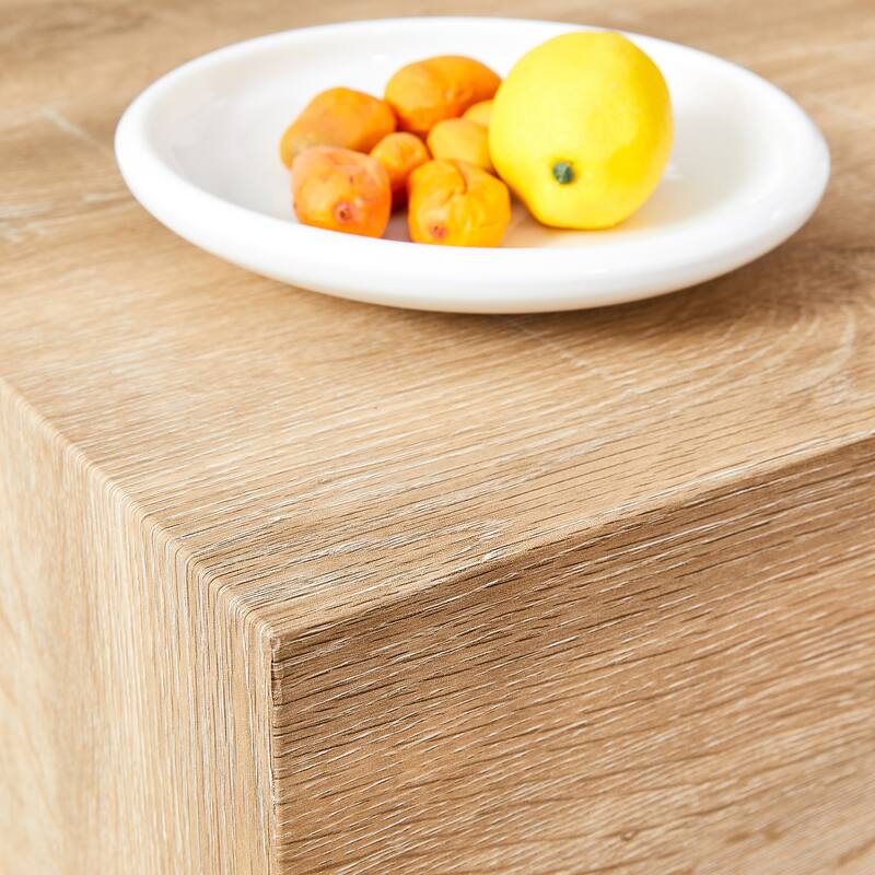 Modern Rectangular Coffee Table with Solid Base, Wooden Center Table with Imitation Marble Texture for Living Room