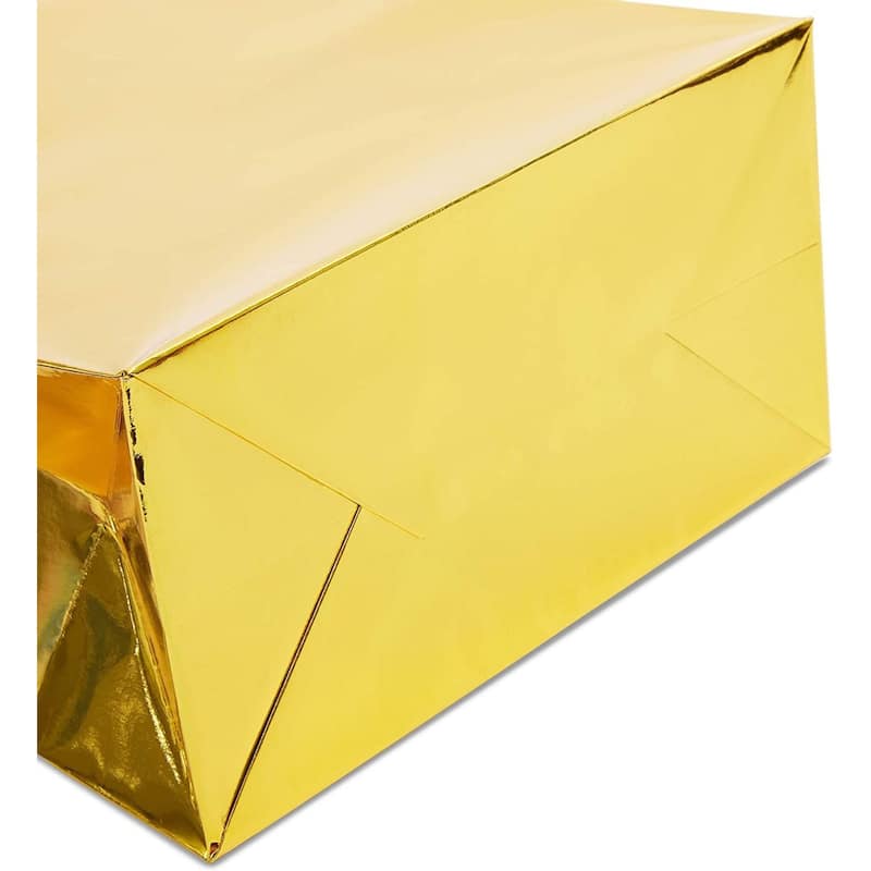 Sparkle and Bash 24 Pack Metallic Gold Gift Bags with Handles for Birthday Party, 10 x 8 x 4.25"