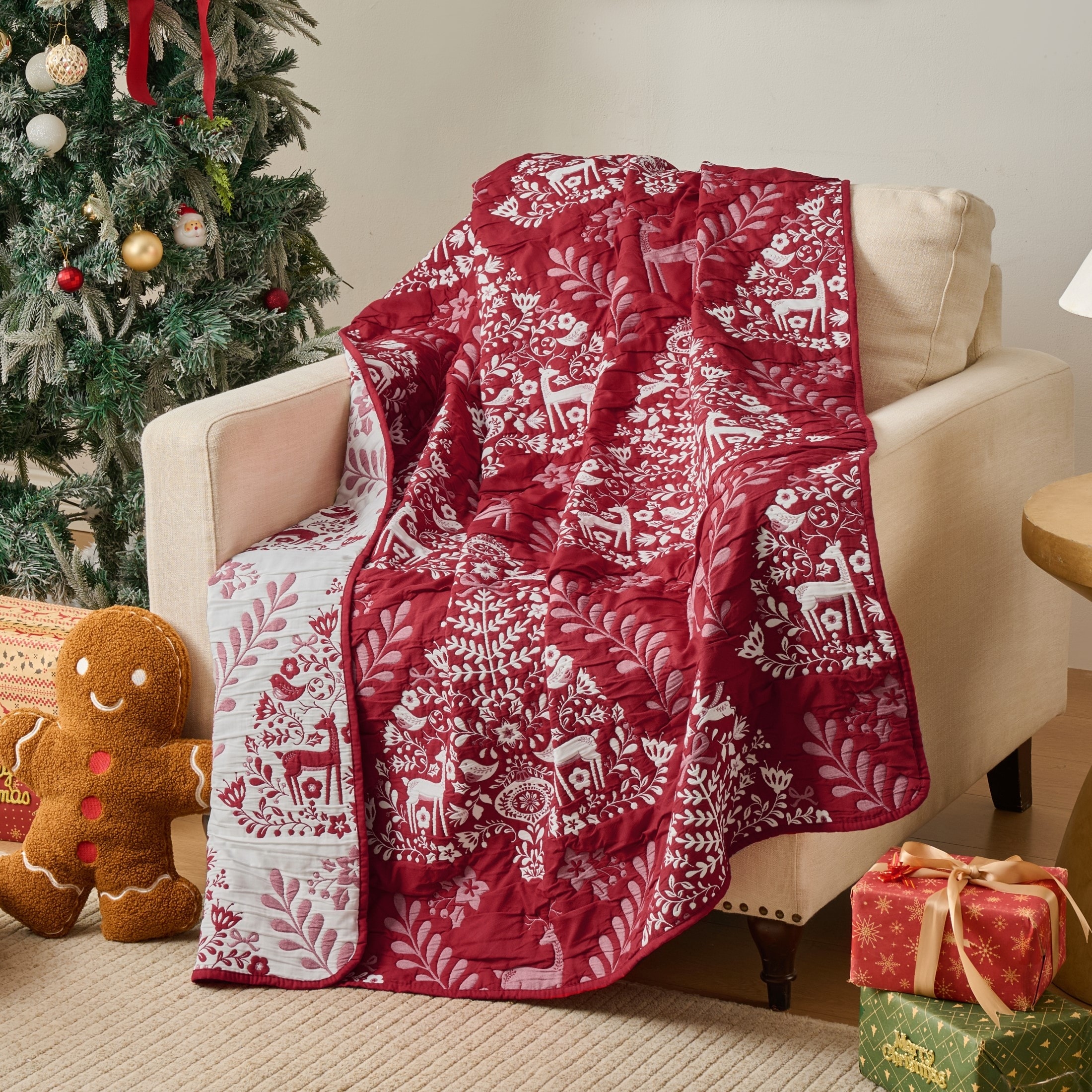 Greenland Home Fashions Noella Holiday Reversible Throw Blanket