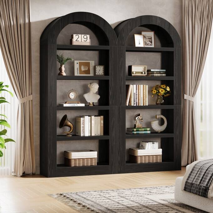 70.9'' Tall Brown Arched Bookshelf with Storage - On Sale - Overstock ...
