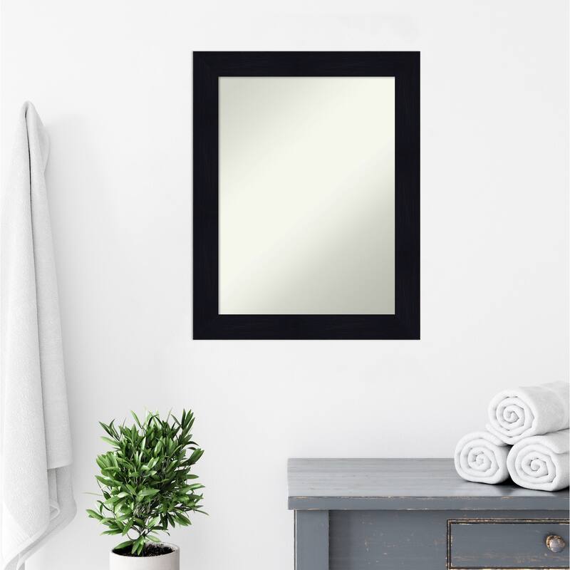 Non-Beveled Wood Bathroom Wall Mirror - Shiplap Navy Frame