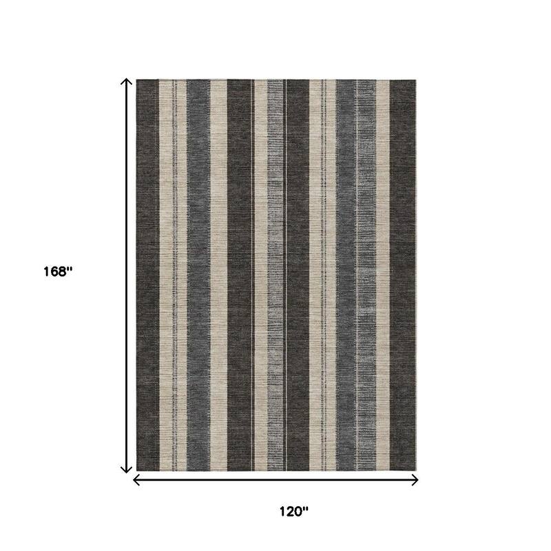 HomeRoots Striped Transitional Rectangle Outdoor Rug