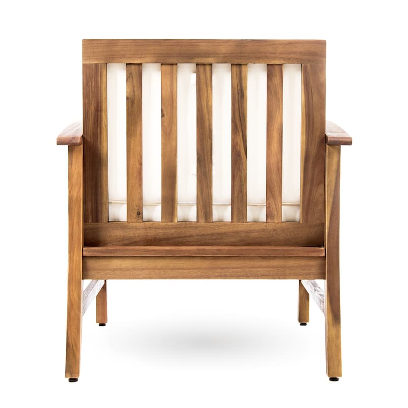 Exquisite Acacia Wood Club Chair with Water-Resistant Cushion