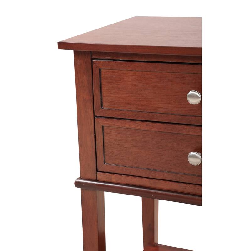 Cherry Nightstand 28x22x16 Contemporary Bedside Table with Open Shelf Storage, Compact Durable Design for Bedroom