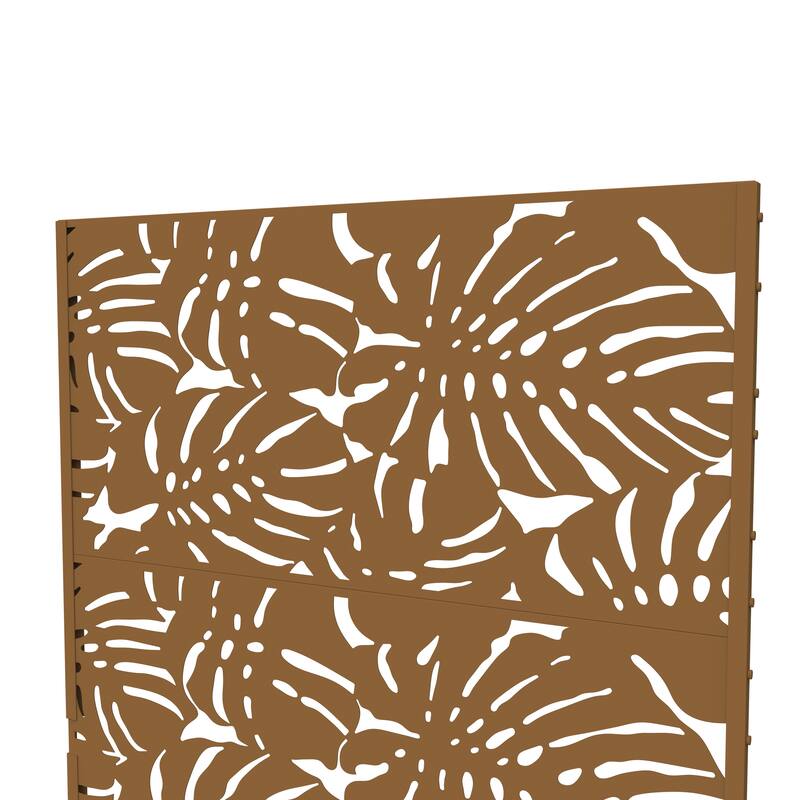 75'' x 47'' Privacy Metal Screen Fence Panel Leaf Blade Pattern