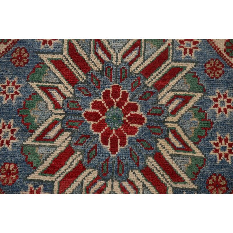 Red Geometric Kazak Oriental Area Rug Handmade Traditional Wool Carpet - 9'7" x 13'1"