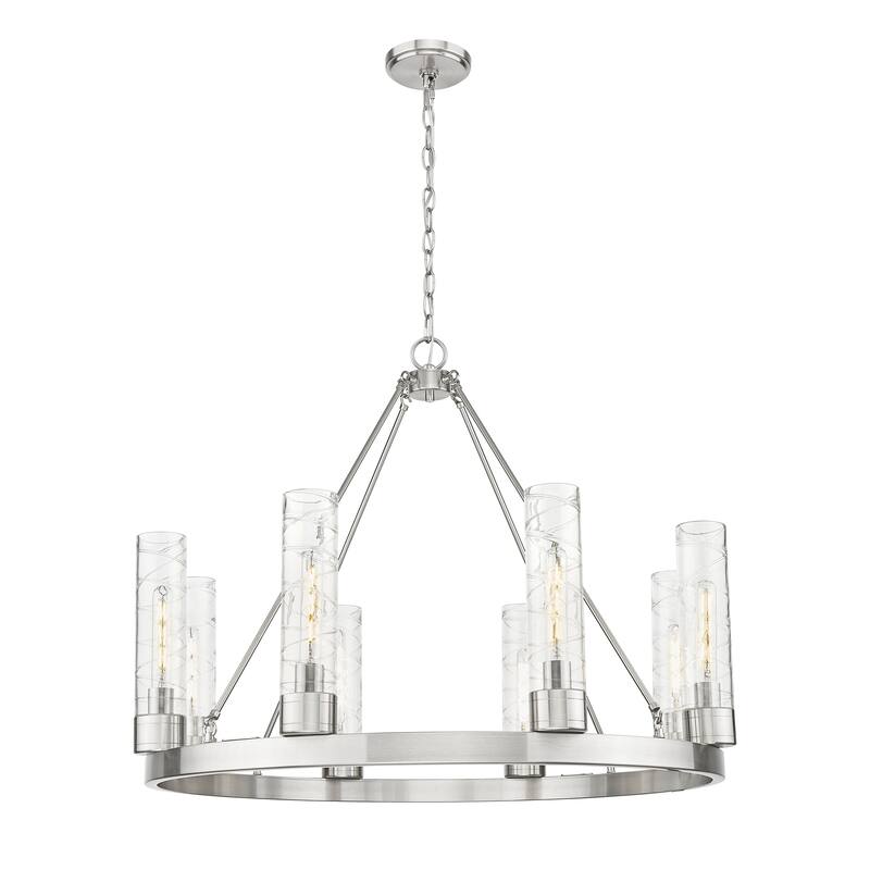 Innovations Lighting Downtown Urban - Boreas - 6 Light 36" Chandelier with 11" Shades - Deco Swirl/Satin Nickel