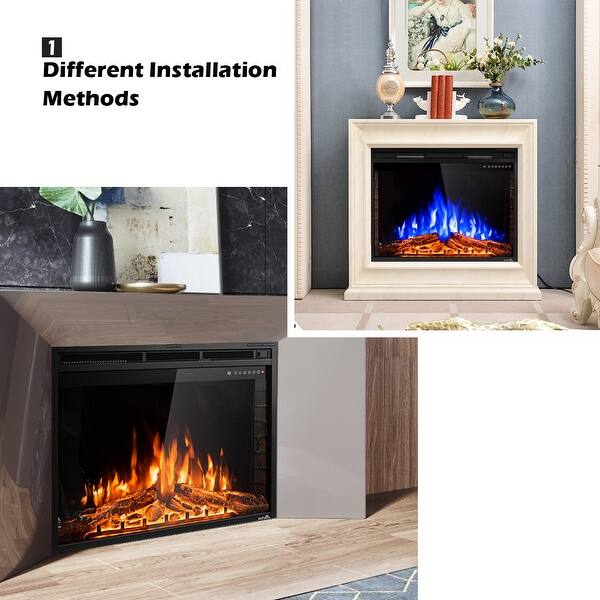 Shop Goflame 36 750w 1500w Fireplace Heater Electric Embedded Insert Overstock 23086540