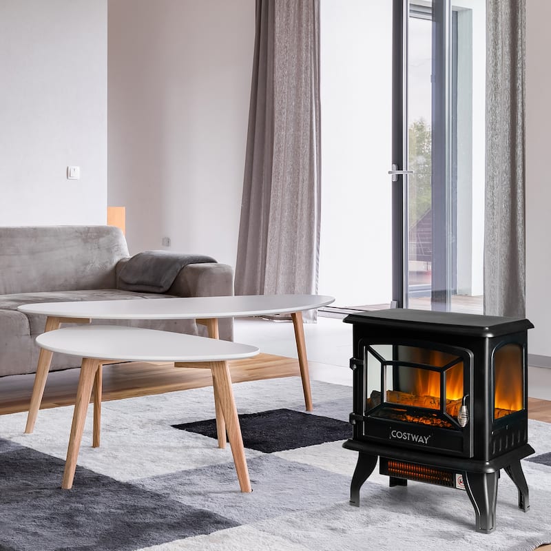 Costway 20'' Freestanding Electric Fireplace Heater Stove W/ - See Details