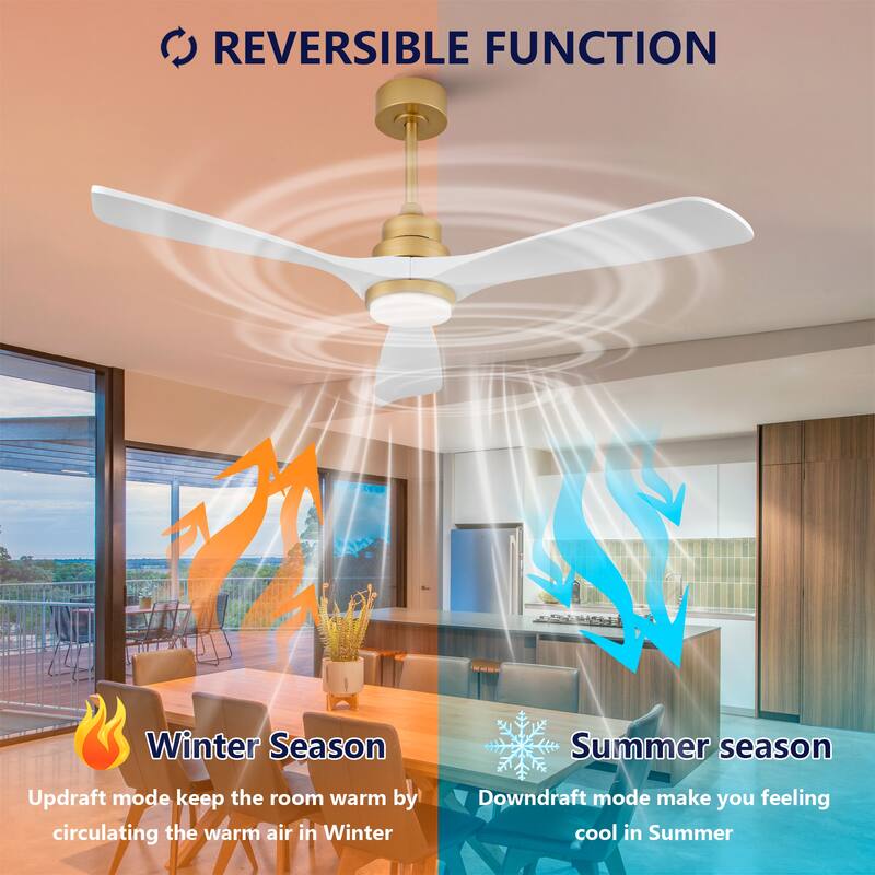 52" Ceiling Fan w/ Dimmable LED Light Remote Control Reversible DC Motor