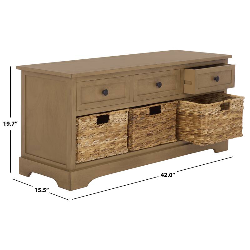 SAFAVIEH Ara Grey 3-Drawer Storage Unit - 42.1" x 15.4" x 19.7" - 42"W x 15"D x 20"H