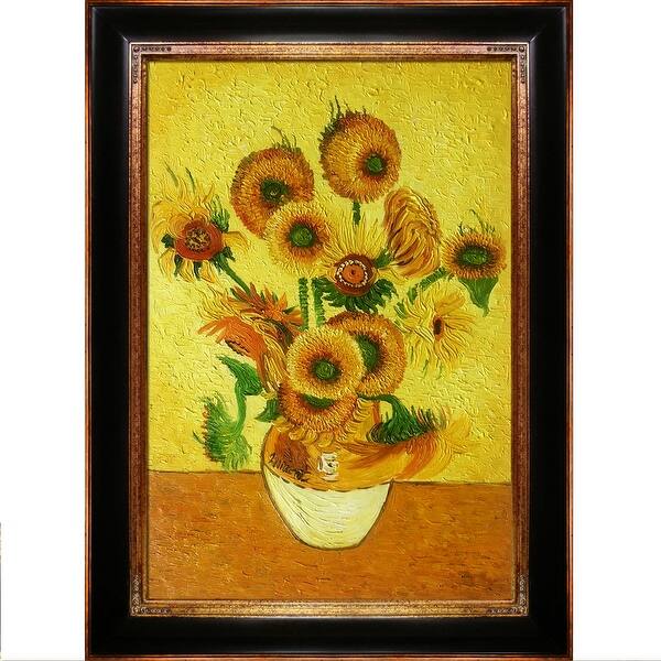 Shop Vase With Fifteen Sunflowers By Vincent Van Gogh Framed Hand
