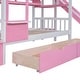 preview thumbnail 18 of 17, Twin over Twin Castle Bunk Bed with Drawers, Shelves and Slide, Pink