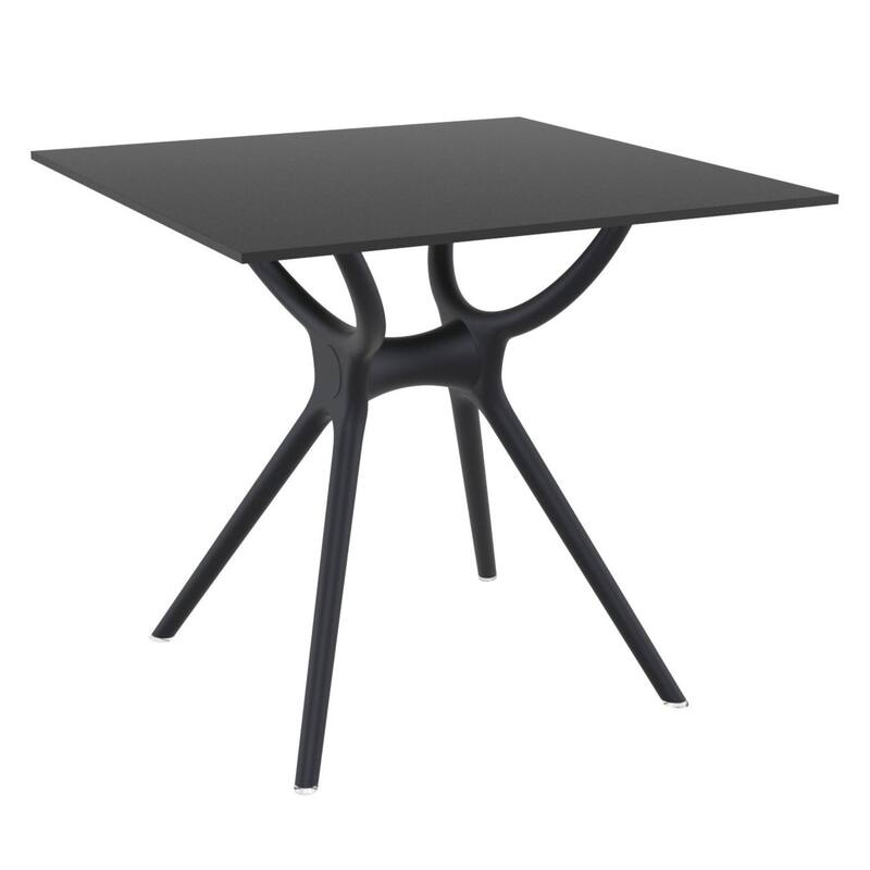 31.5" Black Square Laminated Top Outdoor Patio Dining Table