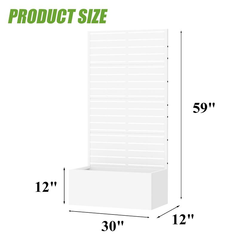 Galvanized Planter Box with Trellis & Privacy Screen