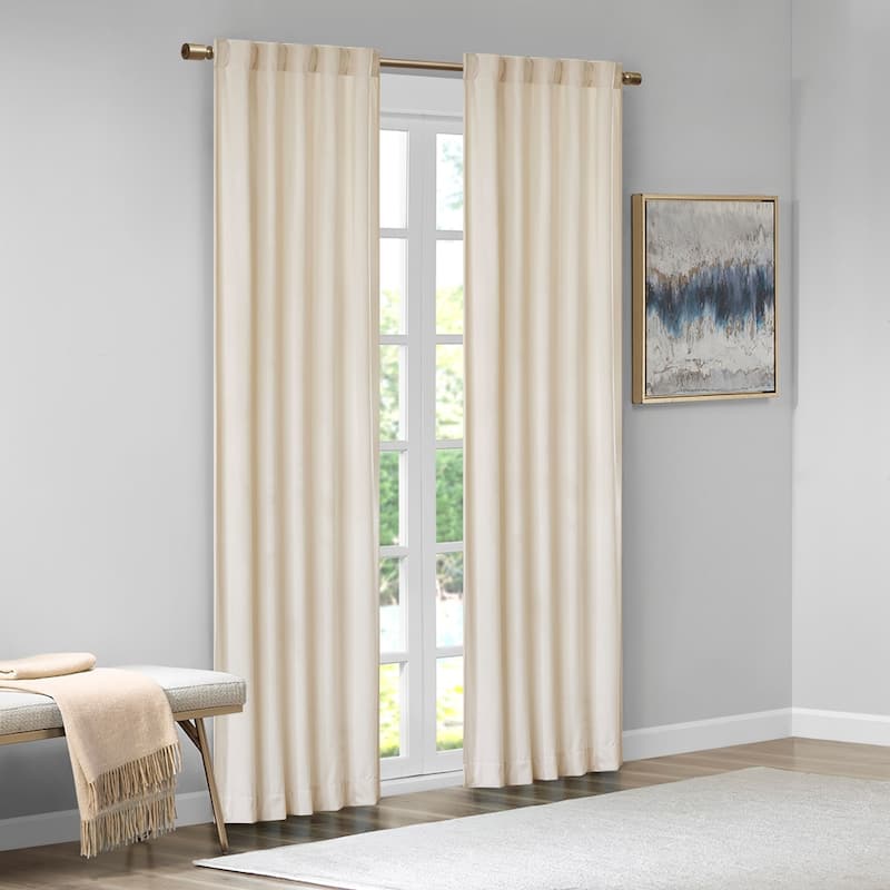 Velvet Rod Pocket/Back Tab Window Panel Pair 37x84" - Ivory