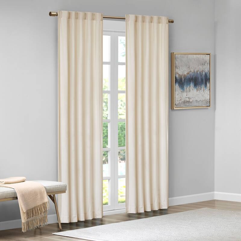 Velvet Rod Pocket/Back Tab Window Panel Pair 37x95" - Ivory