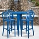 preview thumbnail 30 of 31, 30'' Round Metal Indoor-Outdoor Bar Table Set with 4 Vertical Slat Back Stools - 30"W x 30"D x 41"H Blue