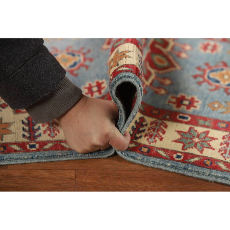 Light Blue Kazak Oriental Rug Hand-Knotted Wool Carpet - 2'0"x 3'0"