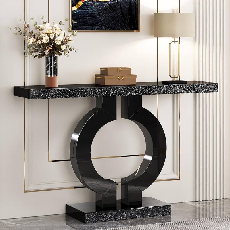 43" Mirrored Console Table, Glass Sofa/Entryway Table, Rectangular Accent Foyer Table for Living Room, Hallway & Entrance