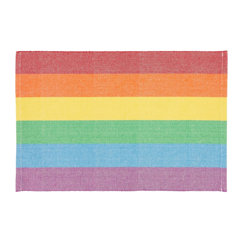 Rainbow Stripe Delight Placemat (Set of 4) - 13"x20" - Set of 4 - 13"x20" - Multi