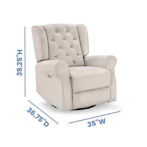 dimension image slide 1 of 2, Emmie Electronic Power Recliner and Swivel Glider with USB Port in LiveSmart