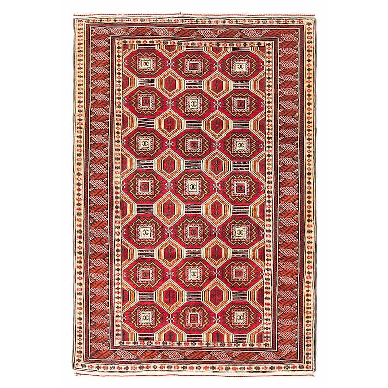Teimani Red Rug 3'2" x 4'10" - 3'2 x 4'10 - Red - 3'2 x 4'10